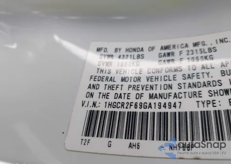 2020 Honda Accord Sport z USA, uszkodzony, nr VIN 1HGCV1F36LA057597